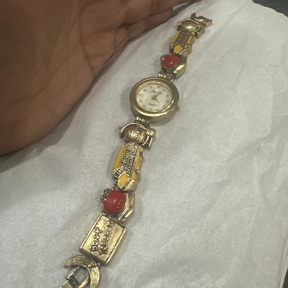 Works Jennie B Womens Watch 24mm Gold Tone School Teacher New Battery Fit 6in"